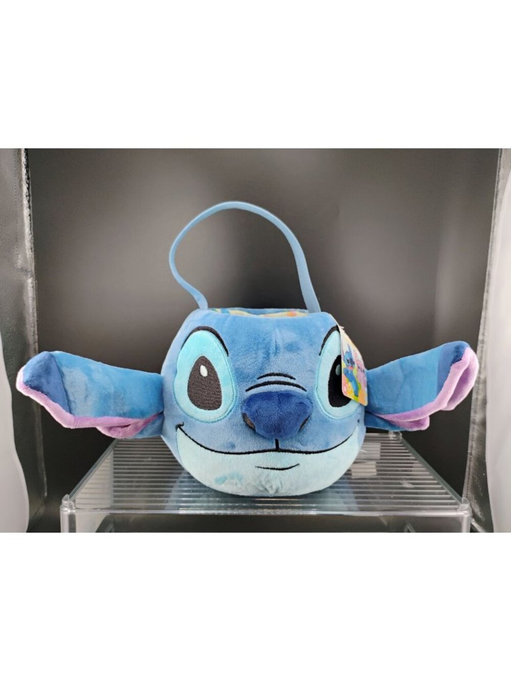 Disney Store Stitch Plush Easter Basket With Handle & Lined Interior